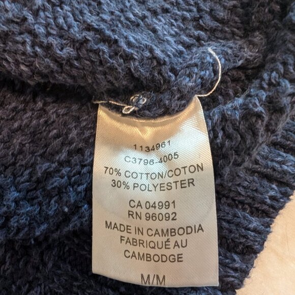 Hilary Radley Blue Textured Turtleneck Sweater M Cotton Blend - Picture 4 of 7